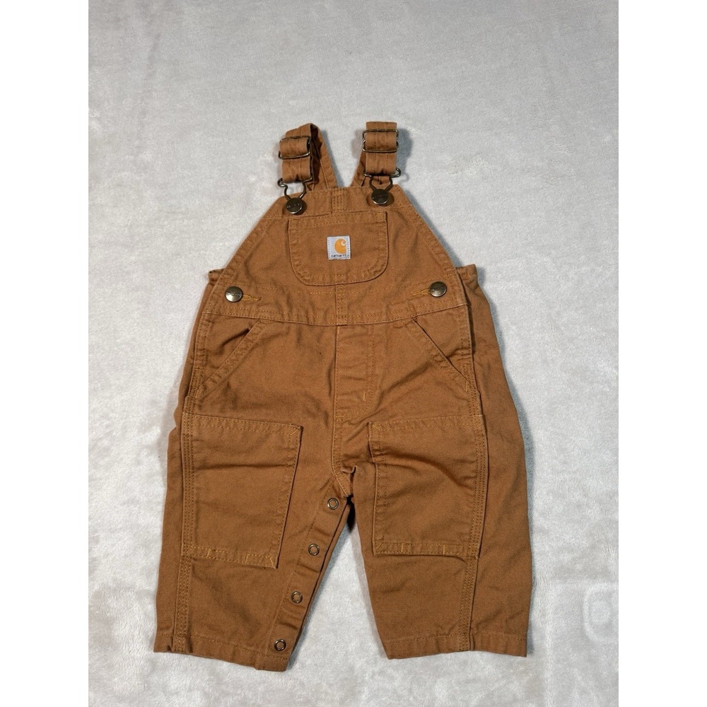 Carhartt Duck Canvas Double Knee Overalls Kids Size 3M Brown